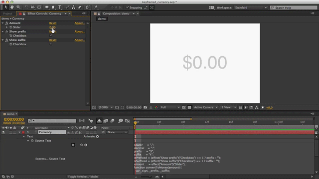 How to format a slider control value as money in After Effects -  